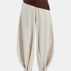 Faux Leather Paneled Balloon Pants