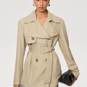 Double-Breasted Belted Trench Coat