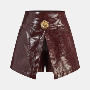 Metal Rose Faux Leather Skort