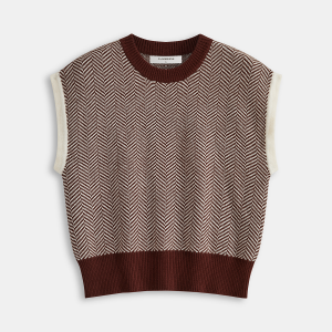 Herringbone Pattern Sleeveless Knit Vest