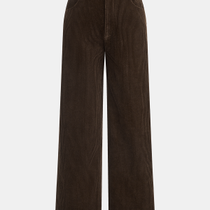 Mid-Waist Corduroy Straight-Leg Pants
