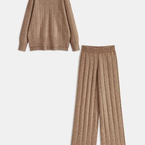 Soft Wide Rib Exposed Seam Jumper And Wide Leg Co-ord