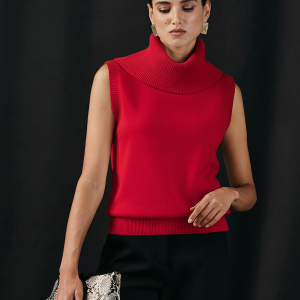 Turtleneck Sleeveless Knit Vest