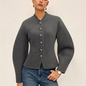 Curved Sleeve Tweed Jacket
