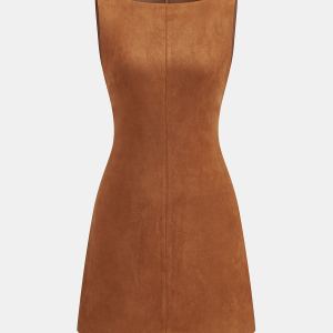 Faux Suede Sleeveless Mini Dress
