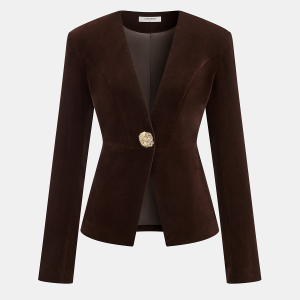 Metal Button Velvet Blazer