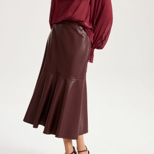 Faux Leather Effect Midi Skirt