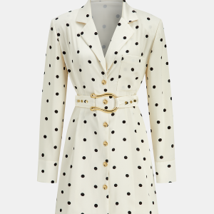 Polka Dot Belted Blazer Dress