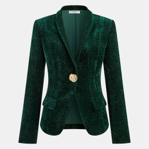 Metal Button Velvet Blazer