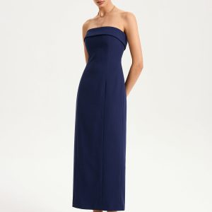 Strapless Maxi Dress with Removable Clear Straps
