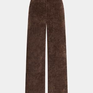 Mid-Waist Velvet Wide-Leg Pants