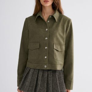 Suede Effect Lapel Button Jacket