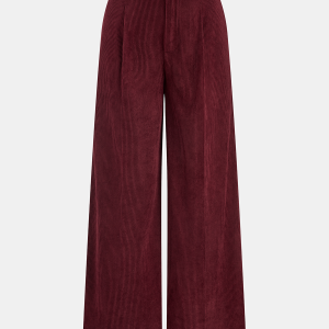 Pleated Cotton Corduroy Wide Leg Pants