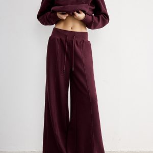 Drawstring Wide-Leg Knit Pants
