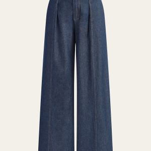 Mid-Waisted Wide-Leg Denim Pants