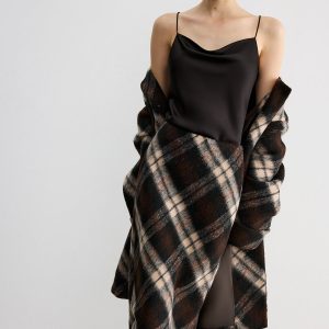 Plaid Wool-Blend Midi Pencil Skirt