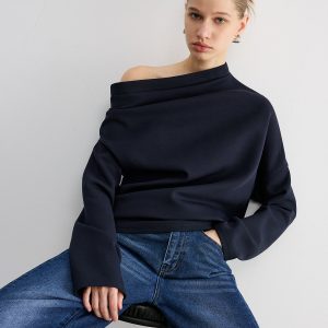 Off-Shoulder Cotton-Blend Sweatshirt