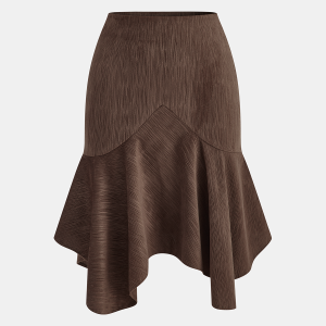 Asymmetric Ruffled Hem Midi Skirt