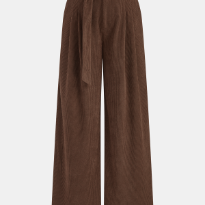 Corduroy Belted Wide-Leg Pants