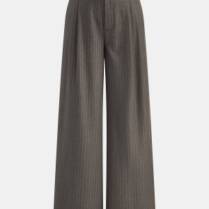 Belted Pinstripe Wide-Leg Pants