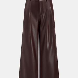 Double Waistband Faux Leather Pants