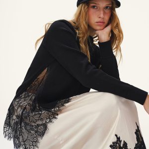 Lace Panel Knitted Sweater