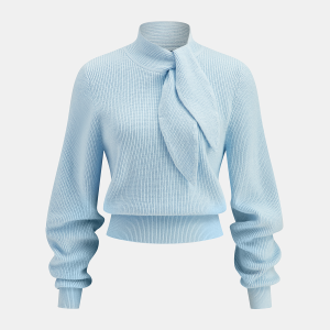 Tie-Neck Cropped Sweater