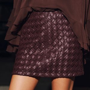 Faux Leather Woven Mini Skirt