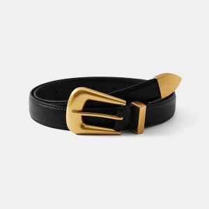 Golden Buckle Leather Belt