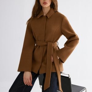 Smooth Wool Blend Balted Jacket