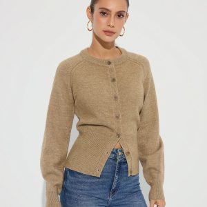 Cinched Waist Knit Cardigan