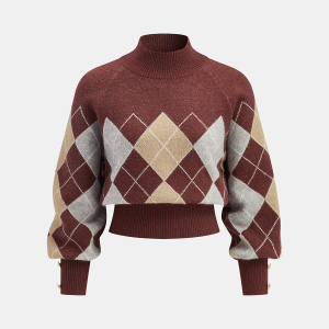 Mock Neck Argyle Sweater