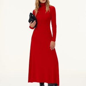 Wool-Blend Turtleneck Maxi Dress