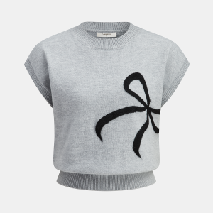 Bow Detail Cap Sleeve Knitted Vest