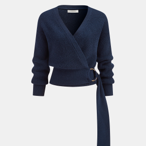 Metal Ring Knit Wrap Cardigan