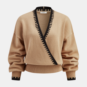 Contrast Stitch V-Neck Knit Sweater