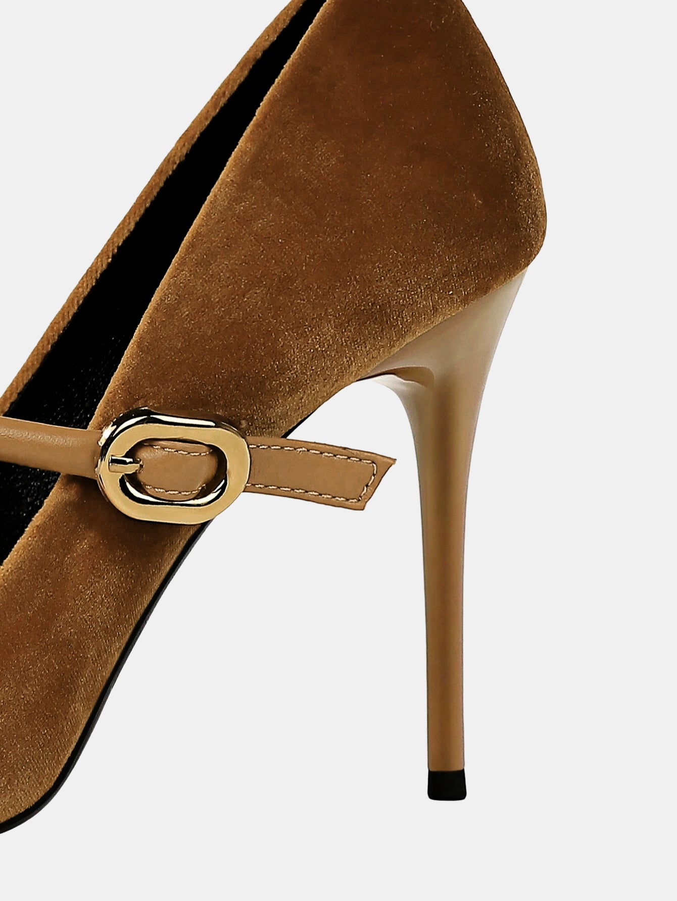 Faux Suede Pointed-Toe Mary Jane Pumps - Image 3