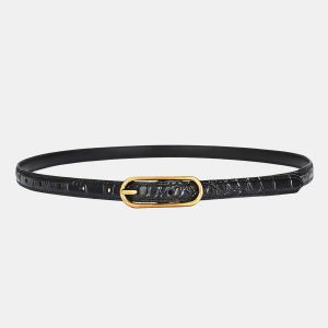 Croc-Embossed Leather Belt