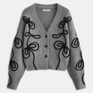 Floral Applique Knit Cardigan