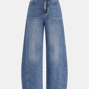 Denim Curved-Leg Jeans