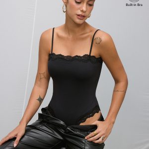 Bra-Free Lace Trim Cami Bodysuit