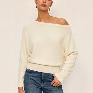 Off-Shoulder Knit Sweater