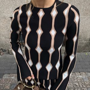 Geometric Pattern Knitted Top
