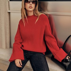 Cuffed Sleeve Oversized Sweater