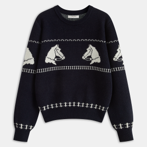 Horse-Pattern Wool-Blend Sweater