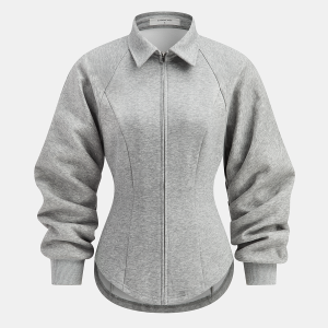 Collared Tailored Zip-Up Sweatshirt Jacket
