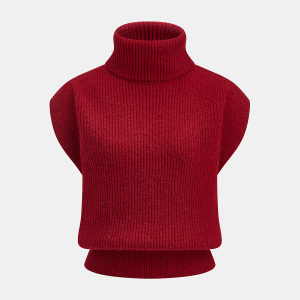 Turtleneck Ribbed Sweater Vest