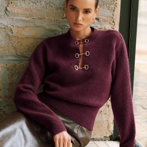 Horsebit Detail Long Sleeve Sweater