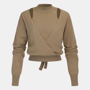 Cut-Out Shoulder Tie-Back Sweater