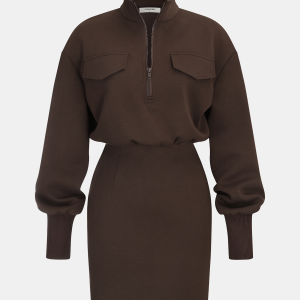 Half Zip Sweatshirt Mini Dress